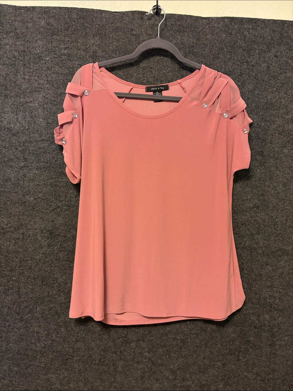 Alyx & May Dusty Rose Cold-Shoulder Short Sleeve Blouse